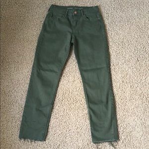 Old Navy army green raw hem denim